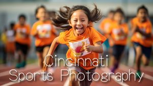 Kid running across the finish line